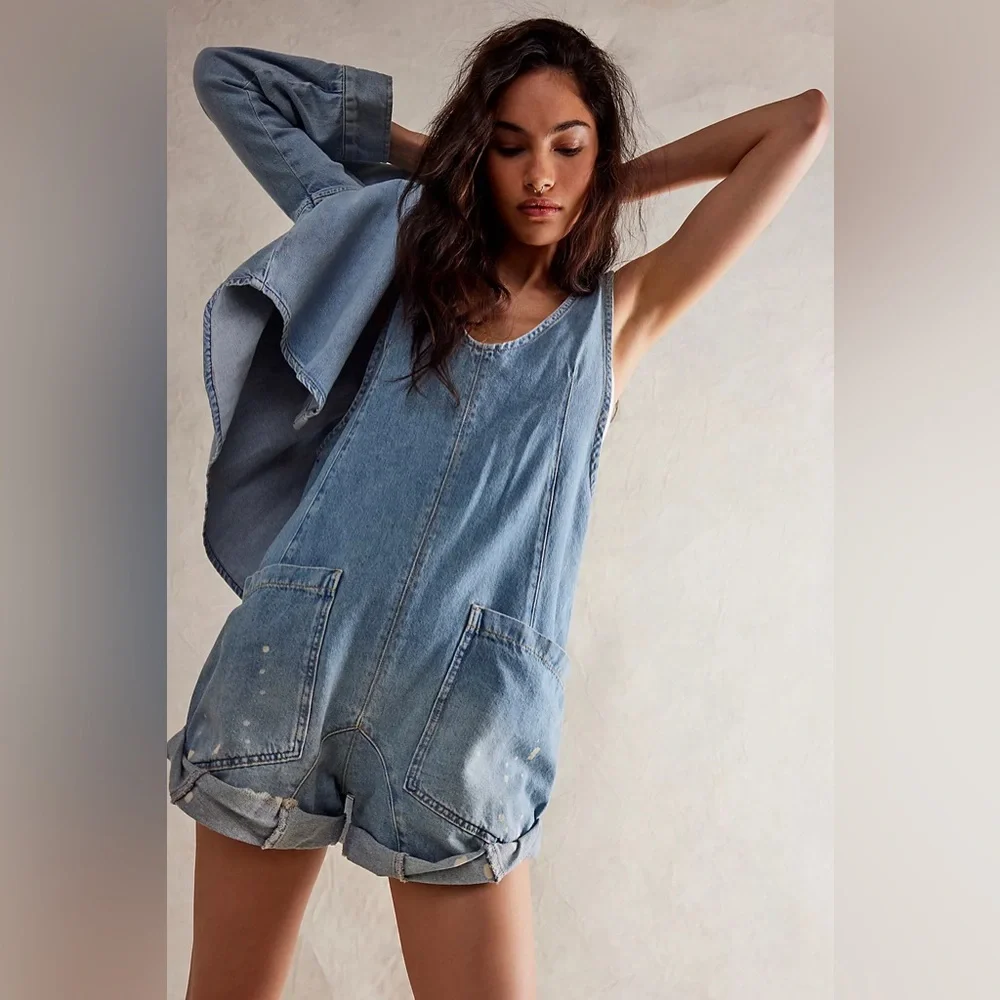 NWOT WeThe Free High Roller Shortall In Bright Eyes Sold Out On Free People - Picture 5 of 15